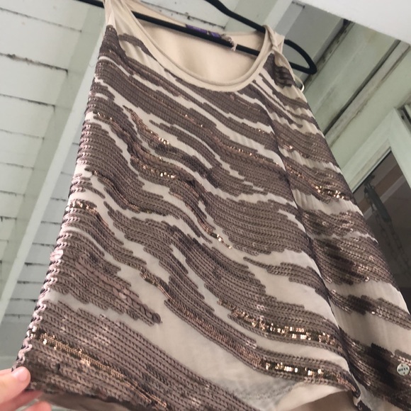 Chocolate Beige New Year perfect MEXX sparkle ✨ Top tank sleeveless festive - Picture 4 of 12